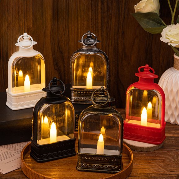 Led Christmas Lights Indoor Flat Style LED Electronic Lantern Oil Lamp Small Lantern For Home Dining Room Christmas Decoration Christmas Ornaments Lights