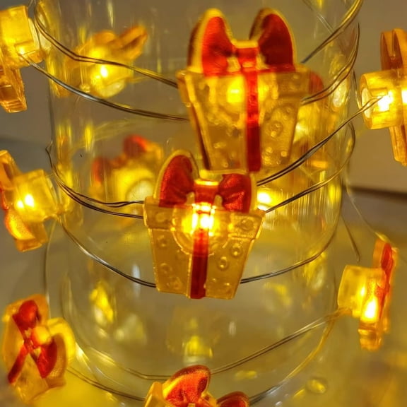 Led Christmas Lights Indoor LED Christmas Light String Atmospheres Snowman Bells Christmas Tree Gift Box Christmas Decorative Copper Light String Christmas Decorations Lights