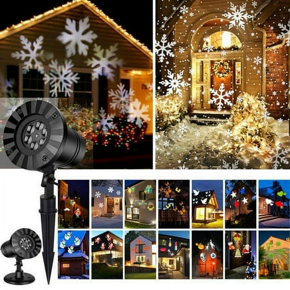 Led Christmas Lights Indoor Outdoor Projector Light 16 Patterns Rotating Projection Lampfor Halloween, Holiday, Party, Birthday Decoration
