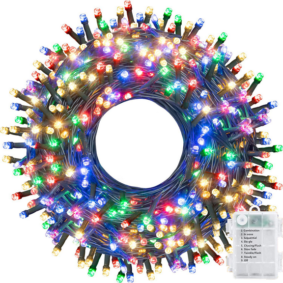 GHODEC Christmas Lights Battery-Powered, 43ft 130LED Fairy Lights with Timer, 8 Modes, Waterproof, Suitable for Outdoor, Home, Garden, Party, Holiday, Christmas Tree Decorations (Multi-Color)