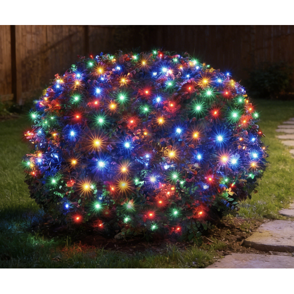 Led Christmas Net Lights Outdoor Christmas Lights Multicolor 144LED 7ftx7ft, Waterproof Outdoor Indoor Fairy Mesh Net Light for Xmas Party, Yard, Patio, Trees, Shrubs, Bushes Decorations(Clear Wire)