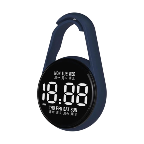Led Clock Digital, Digital Clock, Clock Digital, Time Clock, Clip, 2inRound, Waterproof, Luminous, Teen Student Gear, Navy Blue, 1 Pc