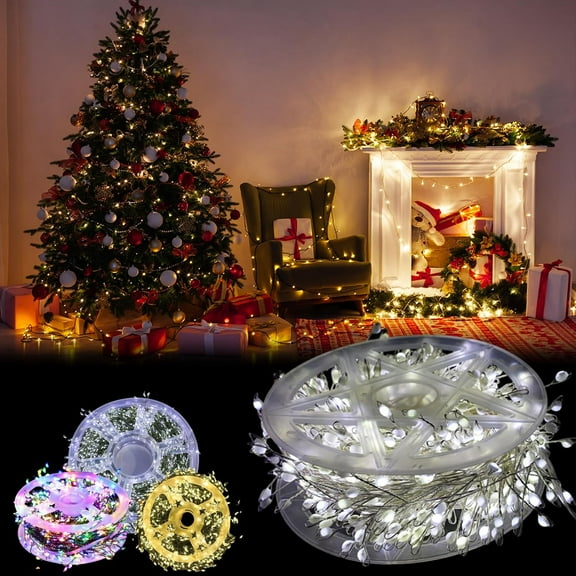 Led Copper Wire Firecracker Light String, Cluster Twinkle Lights for Christmas Tree, Waterproof 8 Modes Hanging Fairy Lights, Cluster Fairy Lights, Holiday Decoration Atmosphere Lights for Yard