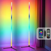Led Corner Floor Lamp, Smart RGB Floor Lamp with APP&Remote,Mulit-Colors Changing, Music sync, Modern Corner led Light for Bedroom Living Room and Gaming Room, Timing&Schedule,2pack