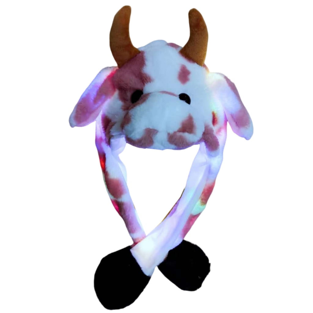 Led Cow Hat With Moving Ears Led Animal Hat Earflap Floppy Ear Hat Moving Ears Jumping Ears Hat