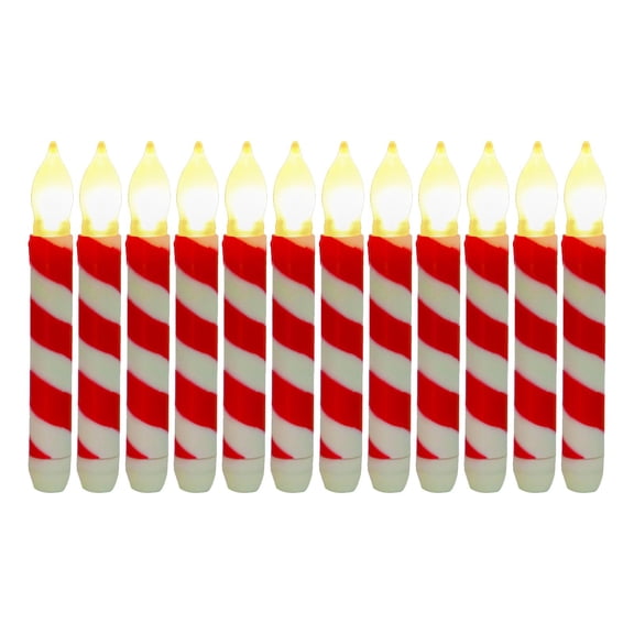 SDFGTstore Red Green Striped Flameless Tapers Candle Light Flickering Battery Operated