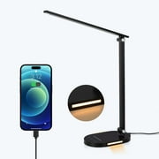Led Desk Lamp, 3 Light Modes Table Lamp, Dimmable Reading Light For Bedroom with USB Port, Office Desk Lamp with Night Light, Auto-Off
