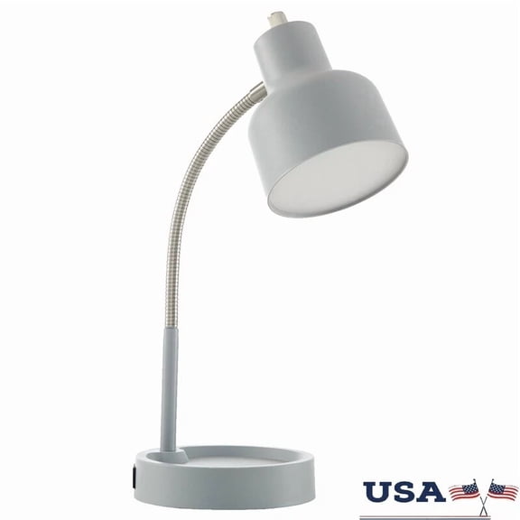 Led Desk Lamp Catch-All Base Ac Outlet Energy Efficient Flexible Gooseneck New