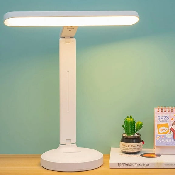 Led Desk Lamp Dimmable Foldable Table Reading Light Calendar Temperature Clock