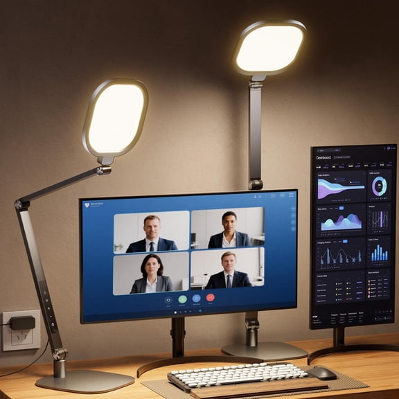 Led Desk Lamp For Home Office 15w Light With Cri >95 Memory & Timer Function 1200lm Dimmable Computer Video Calls Conference Reading Study (black-2packs)