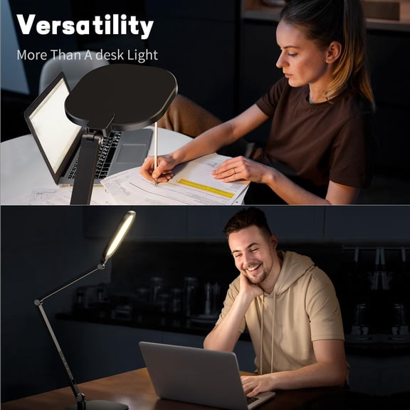 Led Desk Lamp For Home Office Professional Eye-caring Diffused Light 3 Color 10 Brightness Computer Dimmable With Memory & Timer Func Metal Swing Arm Table