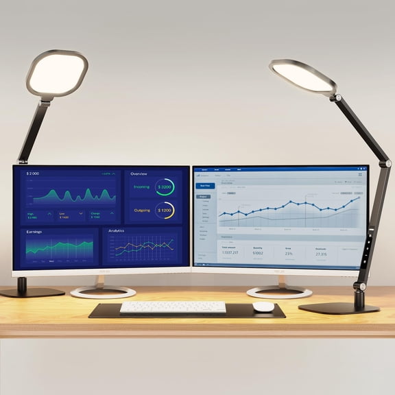 Led Desk Lamp For Home Office Professional Eye-caring Diffused Light 3 Color 10 Brightness Computer Dimmable With Memory & Timer Func Metal Swing Arm Table