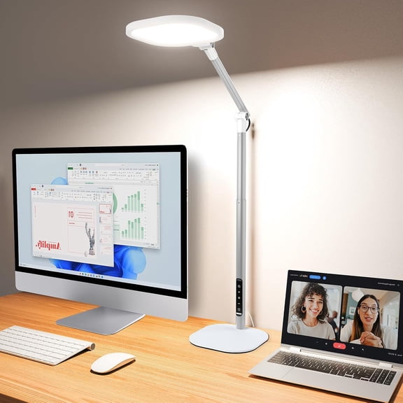 Led Desk Lamps for Home Office with Base, Tall Desk Lamp with 50 Light Modes & Memory and Timer Func Computer Light, Flexible Adjustable Table Lamps for Video Conference, Architect