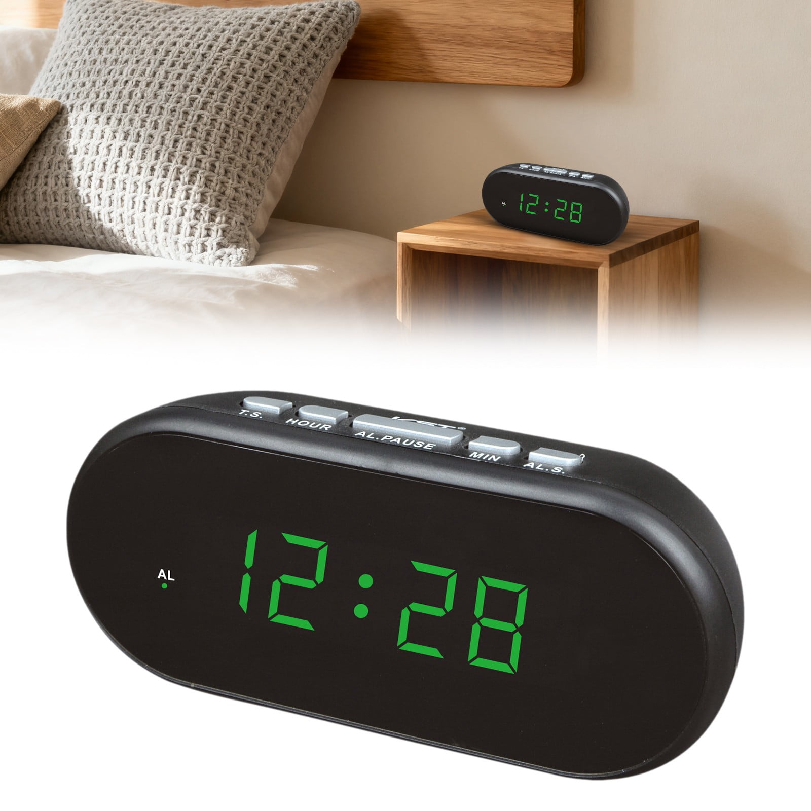 Led Digital Alarm Clock Plug In Desk Clock With Large Display Dimmer ...