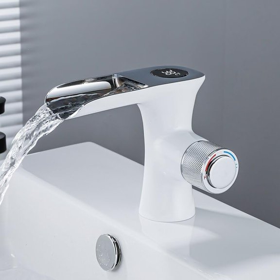 Led Digital Basin Faucet Black Bath Basin Mixer Brass Temperature Display Faucet Smart Tap Sink Faucet for Bathroom Faucet Tap