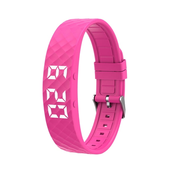 Led Digital Clock, Smart Alarm Clock, 8 in Adjustable Strap, Hot Pink Silicone, Vibration Reminder, Activity Tracking, 1 Pc