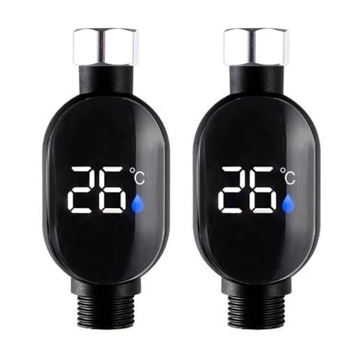 Led Digital Shower Thermometer Water Temperature Monitor with 360 Rotating Screen Real Time Heat Gauge for Elderly Bath Self-generating Power Easy Install