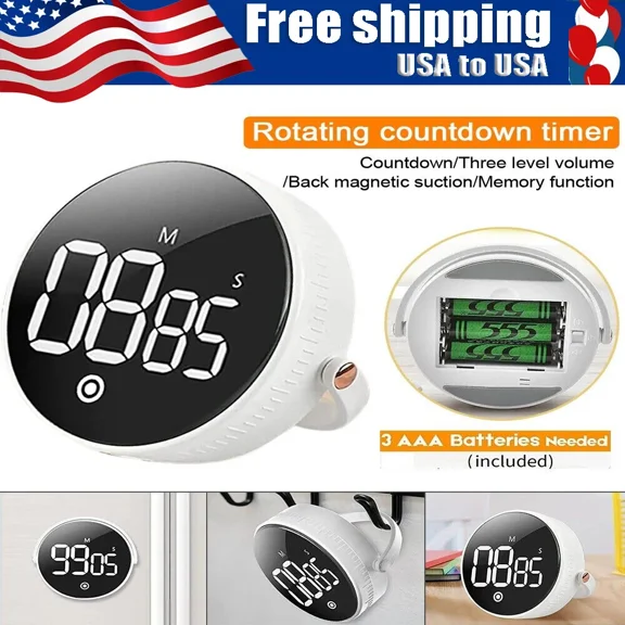 Led Digital Timer Magnetic Yoga Countdown Stopwatch Kitchen Cooking Alarms Timer