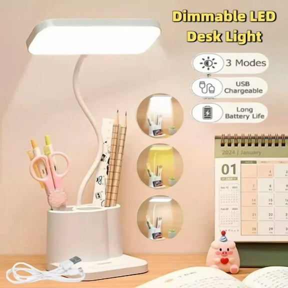 Led Dimmable Desk Light Touch Sensor Table Bedside Reading Lamp Usb Rechargeable
