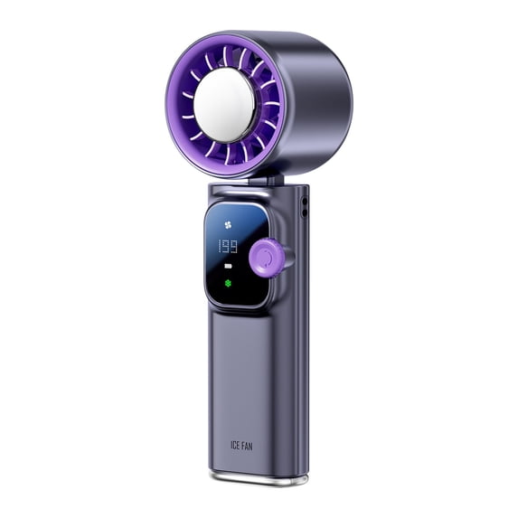 Led Display Screen Fan,Portable Handheld Turbo Fan with Ice Cooler,4000mAh USB Rechargeable,Powerful Silent Motor,Summer Essential for Travel/Outdoor/Office,Perfect Gifts for Hot Sweat People
