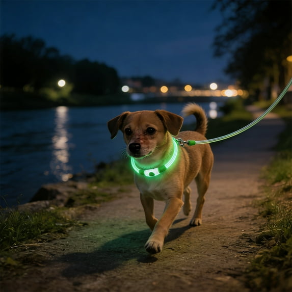 Led Dog Collar Rechargeable, Dog Lights for Night Walking Safety with 3 Modes, Light Up Glow in the Dark Dog Collar for Night Walking, Light Up Dog Collar Fits Small Medium Large Dogs, Green