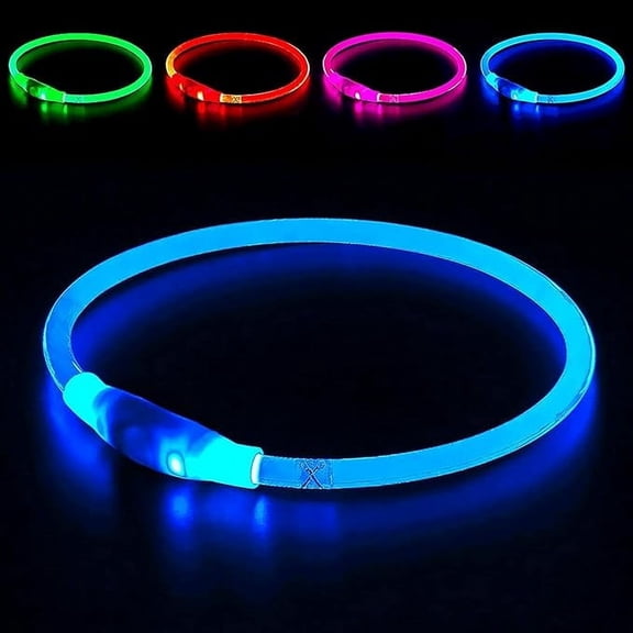 Led Dog Collar, USB Rechargeable Flash Dog Necklace Light, Pet Safety Collar Makes Your Beloved Dogs Be Seen at Night for Small Medium Large Dogs
