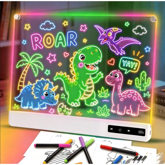 Led Drawing Board with 13 Light Effects, 17" Rechargeable Glow Doodle LED Note Board with Colors, Neon Light Up Drawing Tablet Gifts for Easter Birthday Christmas Gift Ideas