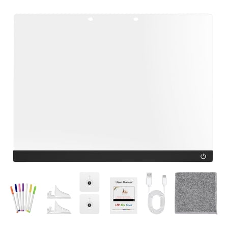 Led Drawing Board(7 Color Pens),2025 New Led Board,Drawing Board - with Adjustable Stand for Office School Home - 11.8 * 15.74 in
