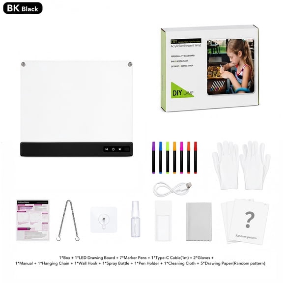 Led Drawing Board with Light Effects, 14" Rechargeable Glow Doodle LED Note Board with Colors, Neon Light Up Drawing Tablet Gifts for Kids for Easter Birthday Christmas Gift Ideas