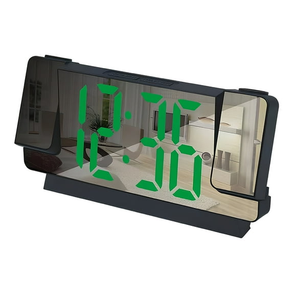 Led Electronic Dual Projection Clock Intelligent Luminous Alarm Clock (Black)