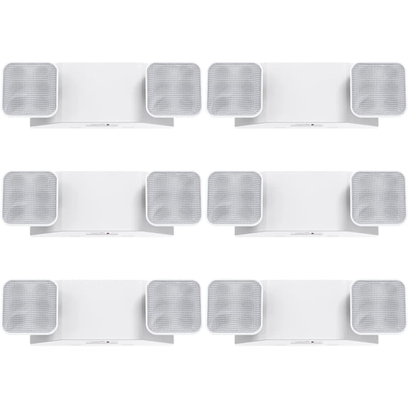 Led Emergency Light with Two Adjustable Head Integrated Commercial Battery Backup exit Light, Contractor Select, AC 120/277V (6 Pack)