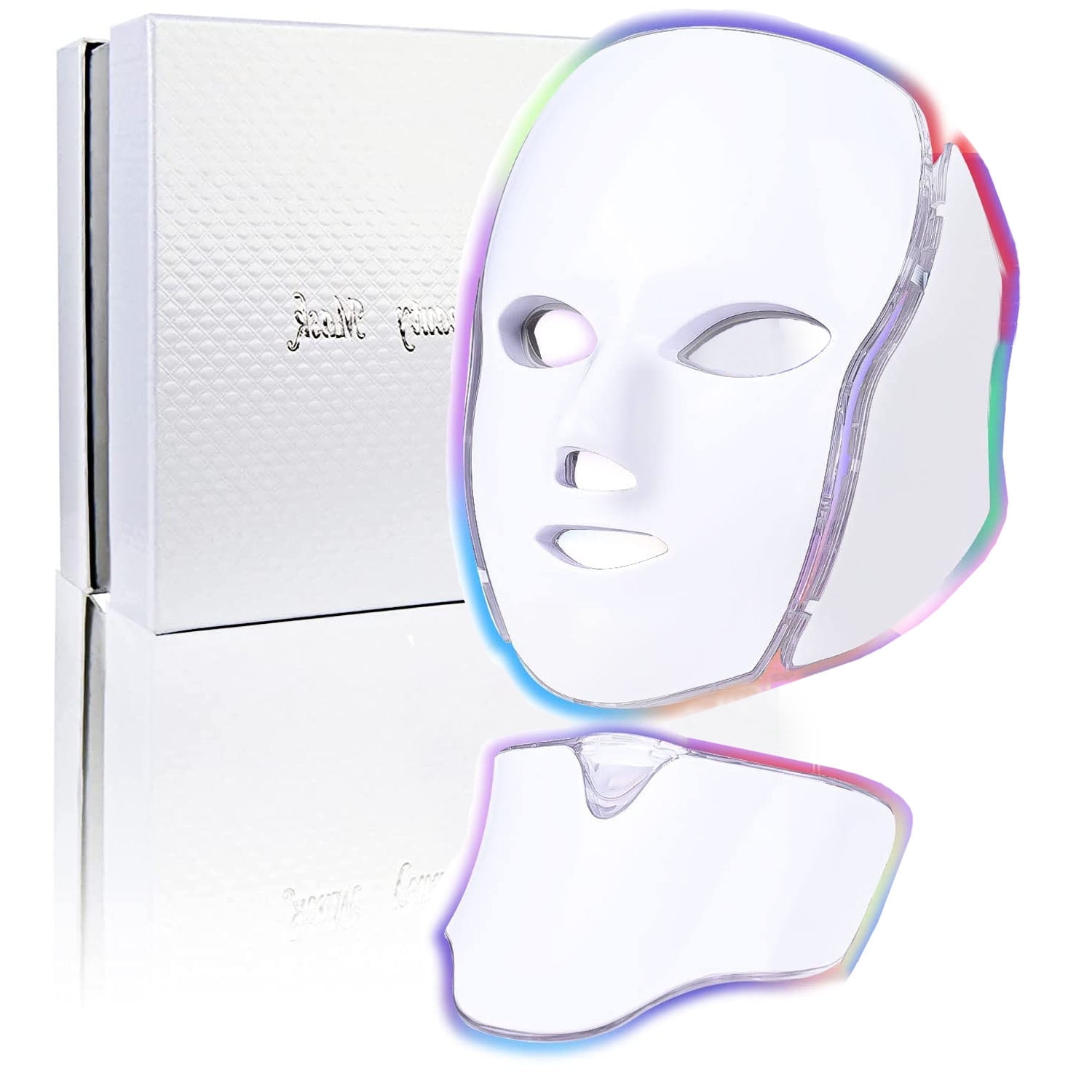 Led Face Mask Light Therapy, 7 Color Led Light Therapy Facial Mask Blue Red Light Therapy for Face Acne Reduction Skin Care Mask