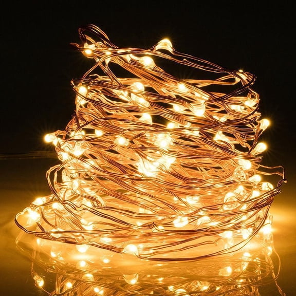 Led Fairy Lights Battery Operated, 16.4ft 50 LED Mini Battery Powered Copper Wire Starry Fairy Lights Decoration for Bedroom, Christmas, Parties, Wedding, Centerpiece Warm white