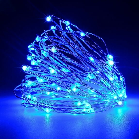 Led Fairy Lights Battery Operated, 32.8ft 100 LED Mini Battery Powered Copper Wire Starry Fairy Lights Decoration for Bedroom, Christmas, Parties, Wedding, Centerpiece Blue