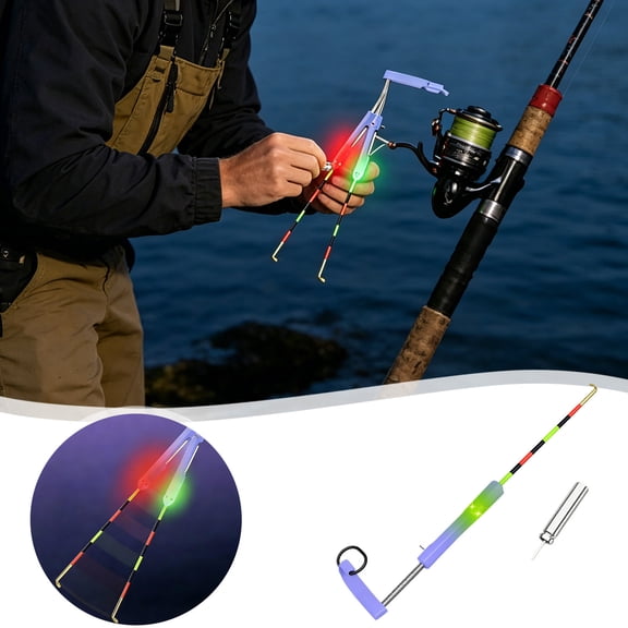 Led Fishing Bite Alarm Indicator With Smart Visual Alert Waterproof Rod Tip Sensor For Night Freshwater Fishing(Blue-17X5X0.7Cm)