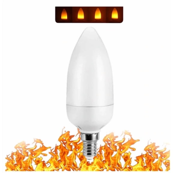 Led Flame Effect Candelabra Light Bulb- Simulated Fire Flicker Lamp, E12 Base 3W