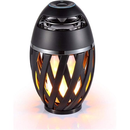 Led Flame Table lamp, Atmosphere Speakers&Outdoor Portable Stereo Speaker with Audio and Bass,LED flickers Warm Yellow Lights BT4.2 for /iPad/Android