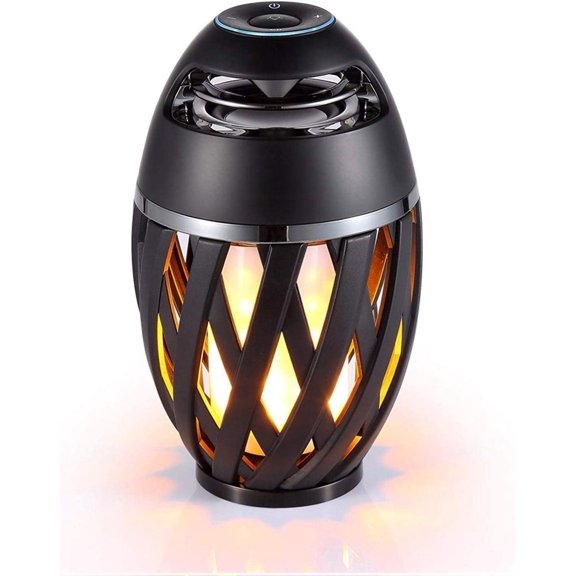 Led Flame Table lamp, Atmosphere Speakers&Outdoor Portable Stereo Speaker with Audio and Bass,LED flickers Warm Yellow Lights BT4.2 for /iPad/Android