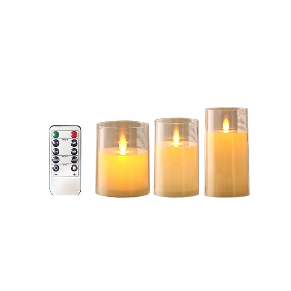 Led Flameless Candles for Home Decor, Battery Operated Flickering Moving Wick Effect Candle Set with Remote Control for Party Wedding,Christmas Decoration,4/5/6 inch,3 Pack,White