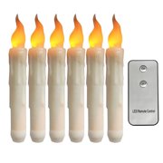 Led Flameless Flickering Battery Operated Powered Moving Wick Taper Candles Floating Fake Candle,Candlesticks for Halloween/Christmas/Wedding Decor  6 Packs