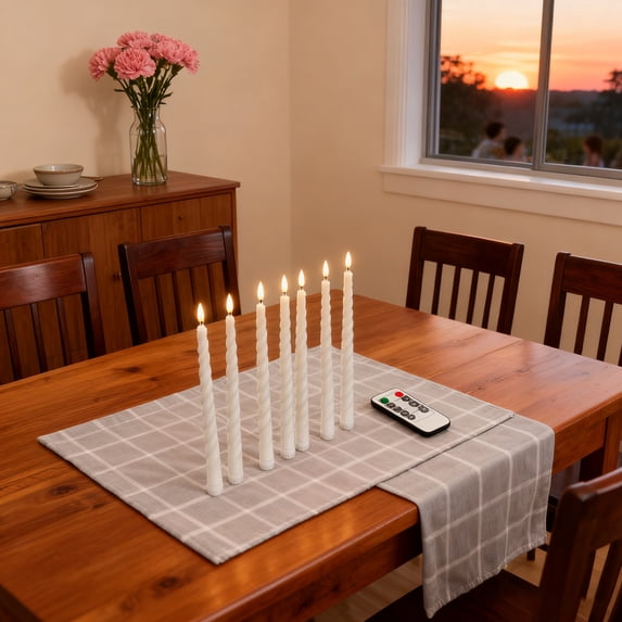 Led Flameless Taper Candles With Remote, 6 Pack Battery Operated Long Stem Candles With Flickering Light, For Christmas Xmas, Halloween, Home Decor, Wedding, Party,
