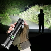 Led Flashlight,100000 Lumens Super Bright Flashlight, Zoomable, Rechargeable Flashlight With 4 Modes,, Powerful Handheld Flashlight Black G