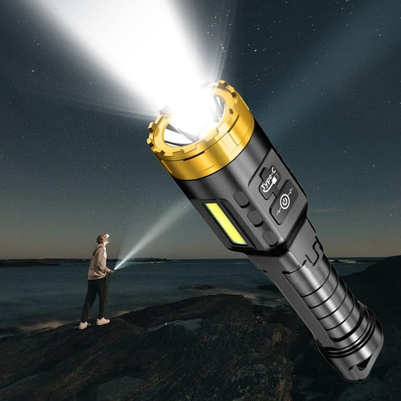 Led Flashlight, High Power Rechargeable, 10w B Beam, Usb Fast Charging, Ipx7 Waterproof, Non-slip Grip, for Outdoor Use,Vsgery