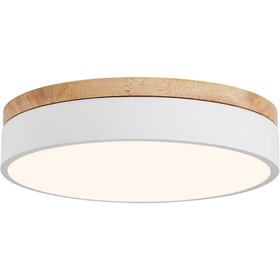 Led Flush Mount Ceiling Light: 11.8" Dimmable 5CCT Overhead Lighting Fixture - Morden White Round Close to Ceil Lights Flat Wood Minimalist Light Fixtures for Living Room Laundry Bedroom