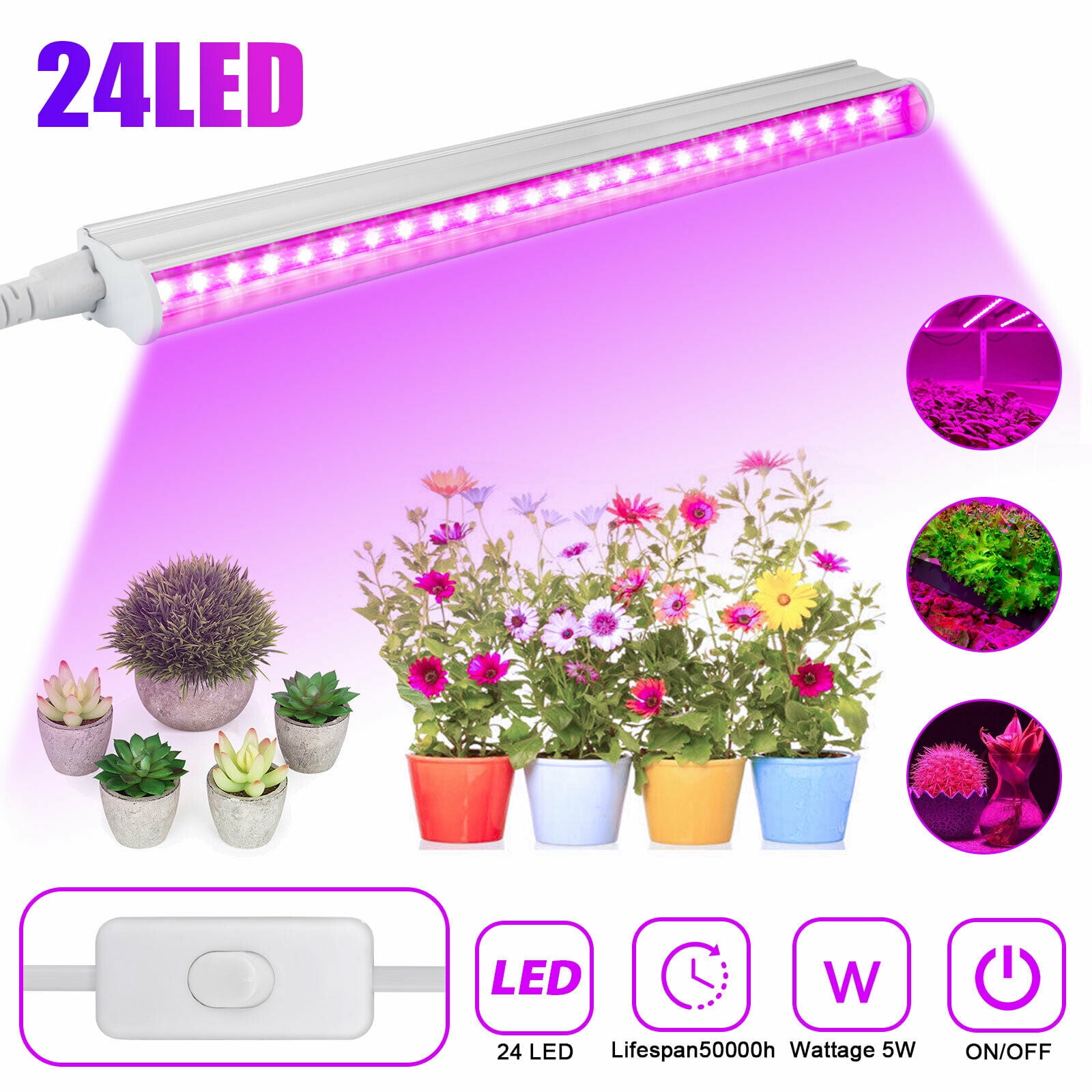 Led Grow Lights Strips,Full Spectrum Grow Light for Indoor Plant/Flower  Bloom/Vegetable/Seed Starting, Grow Light Tubes Grow Shelf Plant Light Bulb  Fixtures for Greenhouse Garden 