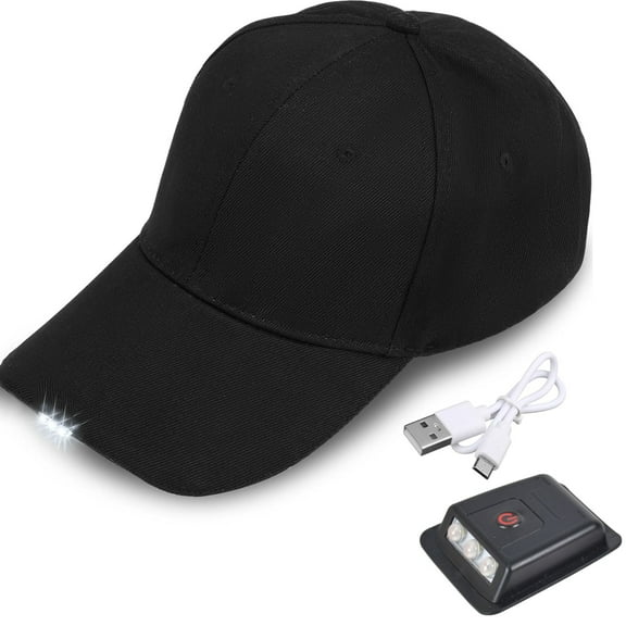 Led Hat with Light Built In,Hands-Free Led Hat with Lights for Men, Baseball Cap with Hat Light for Fishing Camping,Black