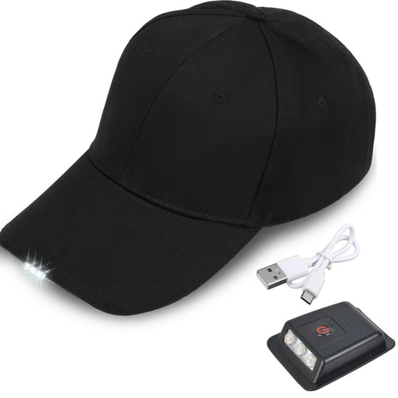 Led Hat with Light Built In,Hands-Free Led Hat with Lights for Men, Baseball Cap with Hat Light for Fishing Camping,Black