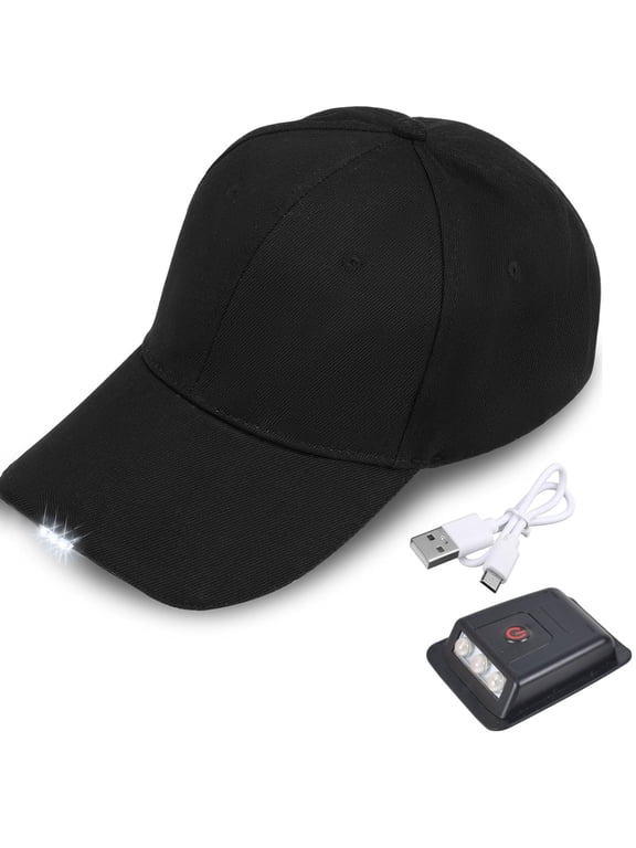Led Hat with Light Built In,Hands-Free Led Hat with Lights for Men, Baseball Cap with Hat Light for Fishing Camping,Black