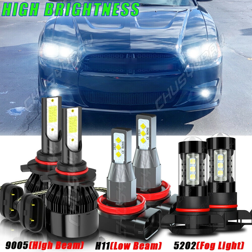 how much is elf bar vape For Dodge Charger 2011 2012 2013 2014 - 6X LED Headlight Hi/Lo + Fog Light  Bulbs main image 0