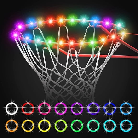Led Hoop Light Basketball Rim, Adjustable Remote Basketball Hoop Lights,17 Color Waterproof Super Bright LED Light,Suitable Good Gift for Kids to Play Outdoors at Night, Training